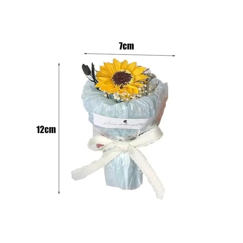 باقة صغيرة لاجتماعات الجيب، باقة ورد عباد الشمس الأبدية، زهرة اصطناعية، صندوق هدايا عيد الحب، ديكور هدايا عيد الميلاد