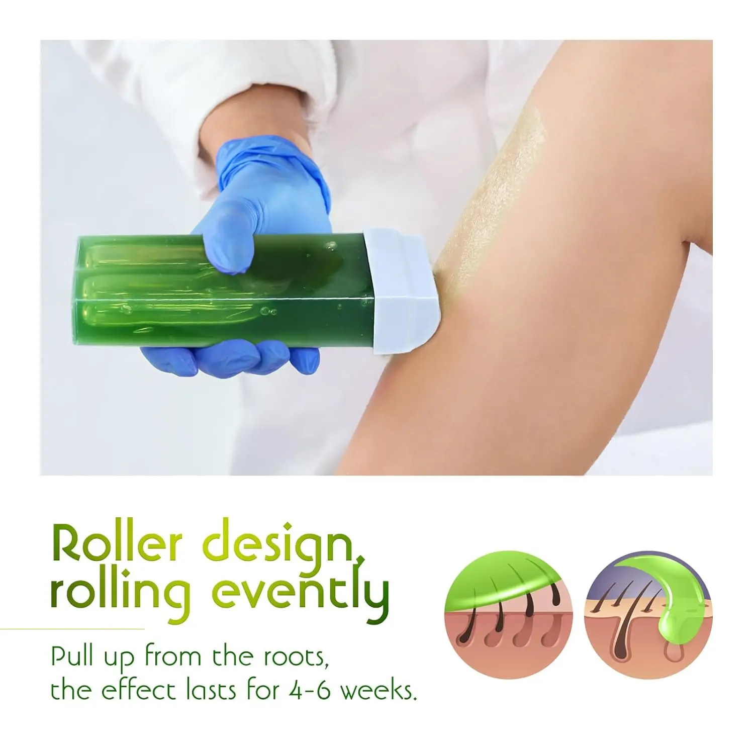 Roll on Wax Refill Painless Wax Roll On For Hair Removal Depilatory Wax Warmer Aloe Wax Cartridge For Bikini Body Hair Removal