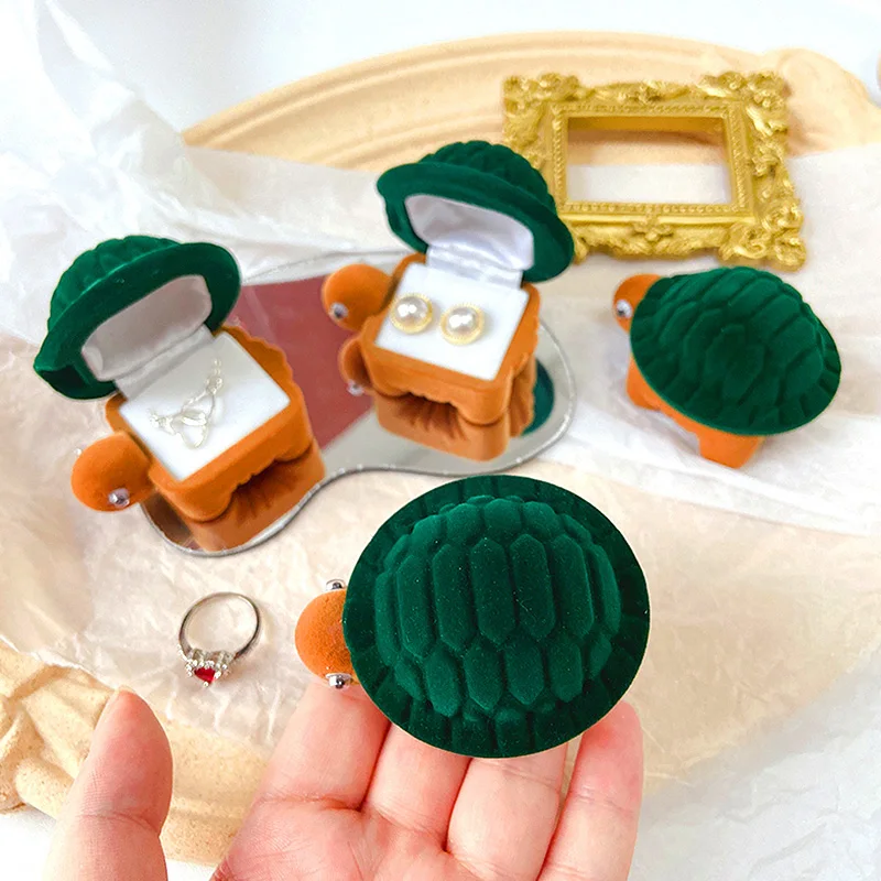 

Velvet Jewelry Box Ring Storage Box Turtle Tortoise Cartoon Animal Ring Organizer Case Wedding Proposal Engagement Birthday Gift