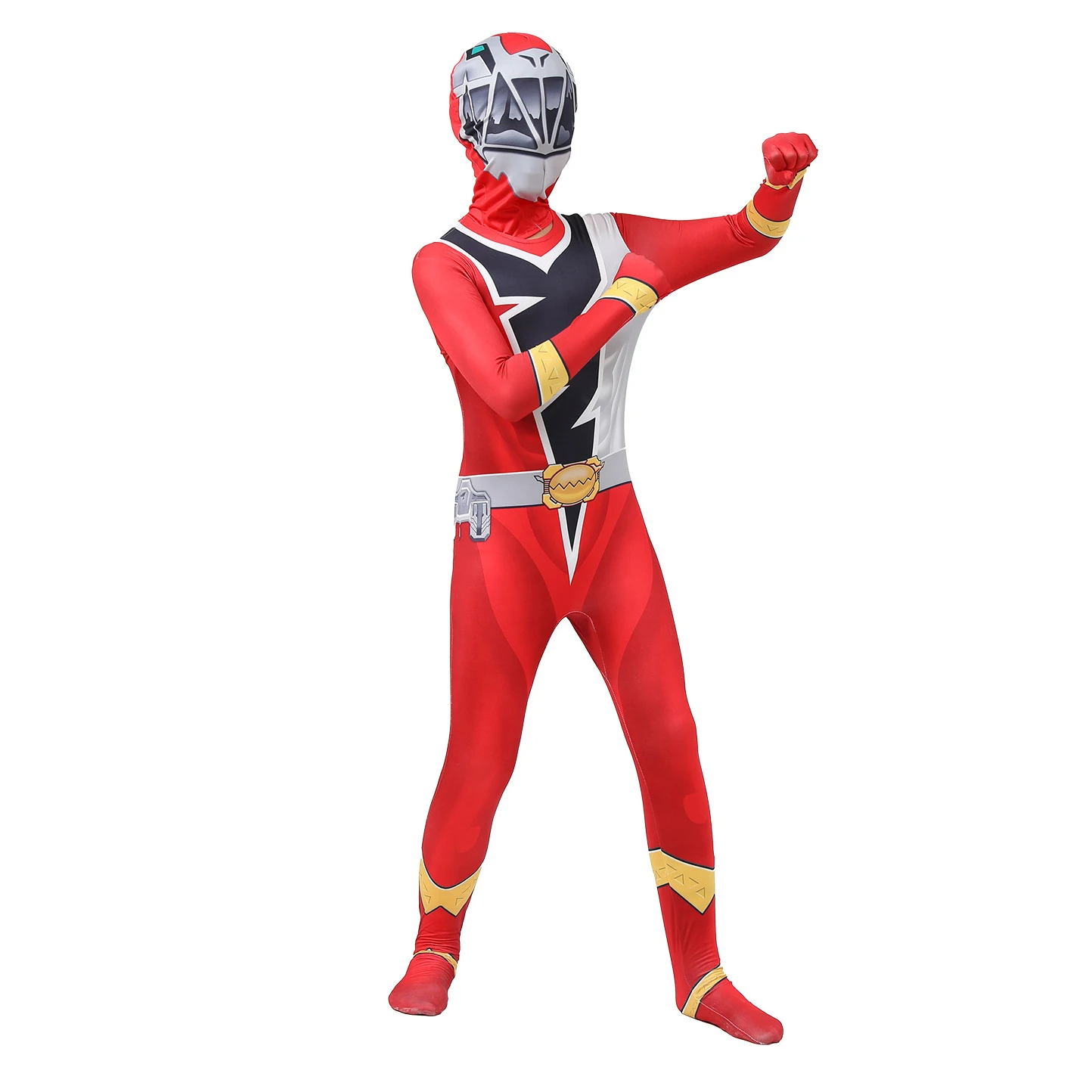 Anime Fancy Mannen Jongen Kids Ranger Kishiryu Sentai Ryusoulger Cosplay Kostuum Jumpsuit Masker Halloween Party Roleplay Kinderkleding