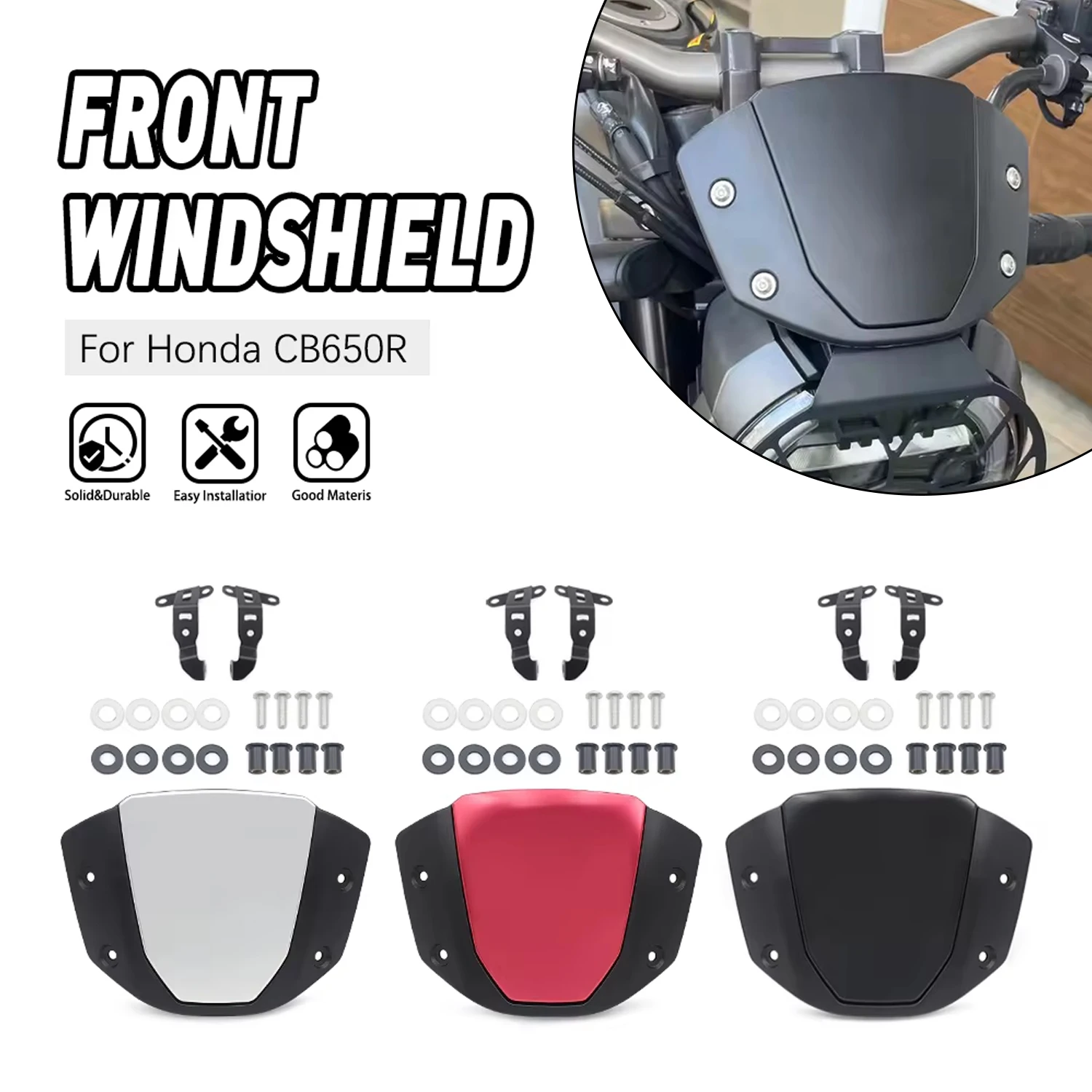 

Motorcycle Windshield For Honda CB650R 2019 2020 2021 2022 2023 2024 Front Windscreen Sport Wind Deflector Protector