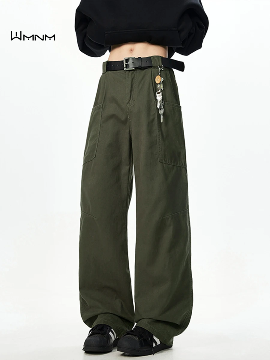 

Мужские осенние брюки в стиле милитари American High Street: свободные, прямые, из чистого хлопка, повседневные, длинные