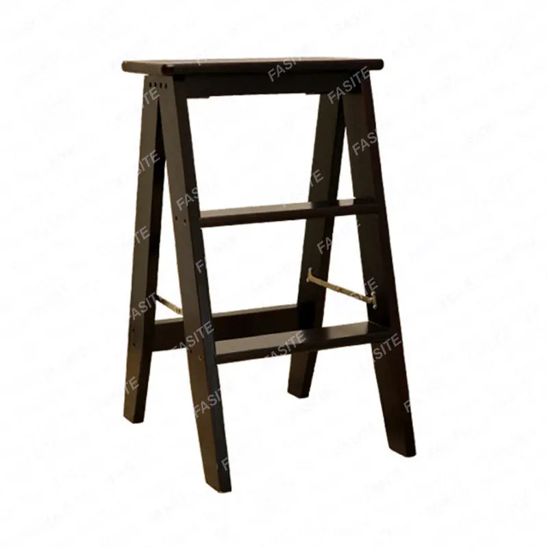 

Household Multi Function Folding Ladder Stool Solid Wood Ladder Ascending Platform Step Stool Dual Purpose Rack Stair Chair