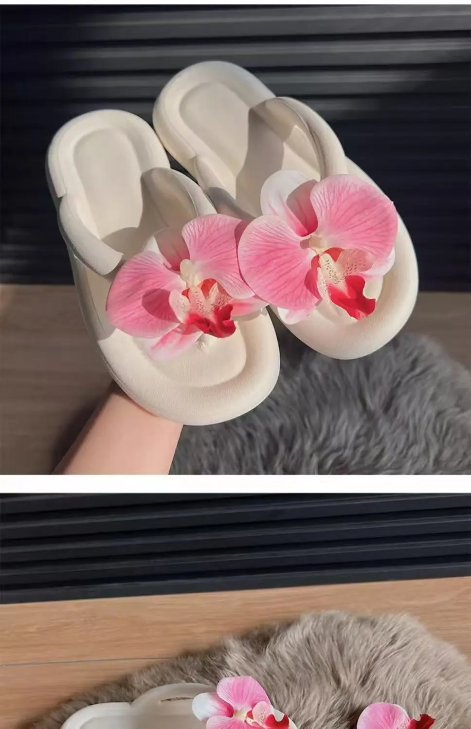 2026 Süße Sommer-Schmetterlingsorchideen-Slipper Elegante Damen-Sandalen für den Strand Rutschfeste Urlaubs-Damenschuhe Strand-Flip-Flops – Detail 16