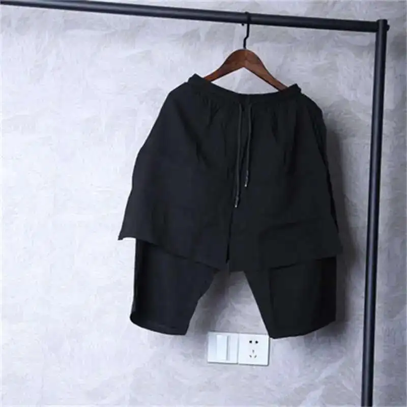 Brand Personality Fashion Summer Fake Splice Five-Cent Trend Men's Shorts Two Dark Style Matching Trousers Harem Pants Man