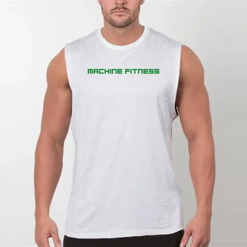 Men's Sleeveless Running Vests Quick Dry Mesh Breathable Athletic Tank Top Moisture Wicking Gym Workout Sports Shirt For Summer