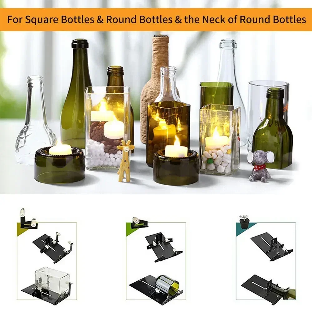 19Pcs Glass Bottle Cutter Tool Square Round Wine Beer DIY Glass Sculptures Cutter Machine for Beer Glass Cutting Bottles Holder