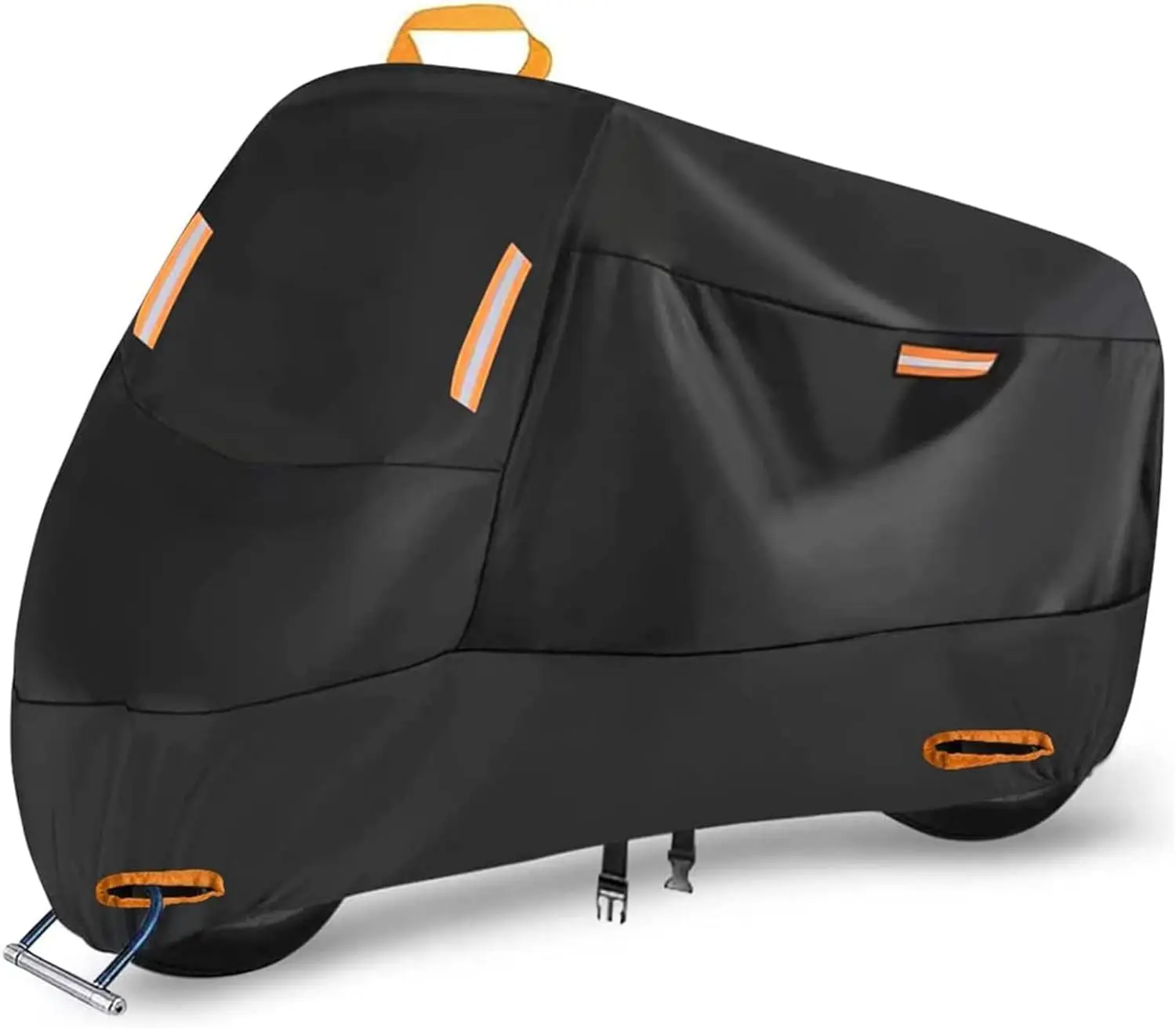 

300D Heavy Duty Motorcycle Cover, All Season Durable Waterproof Outdoor Protection Scooter Cover 4 Reflective Tape Lock-Holes