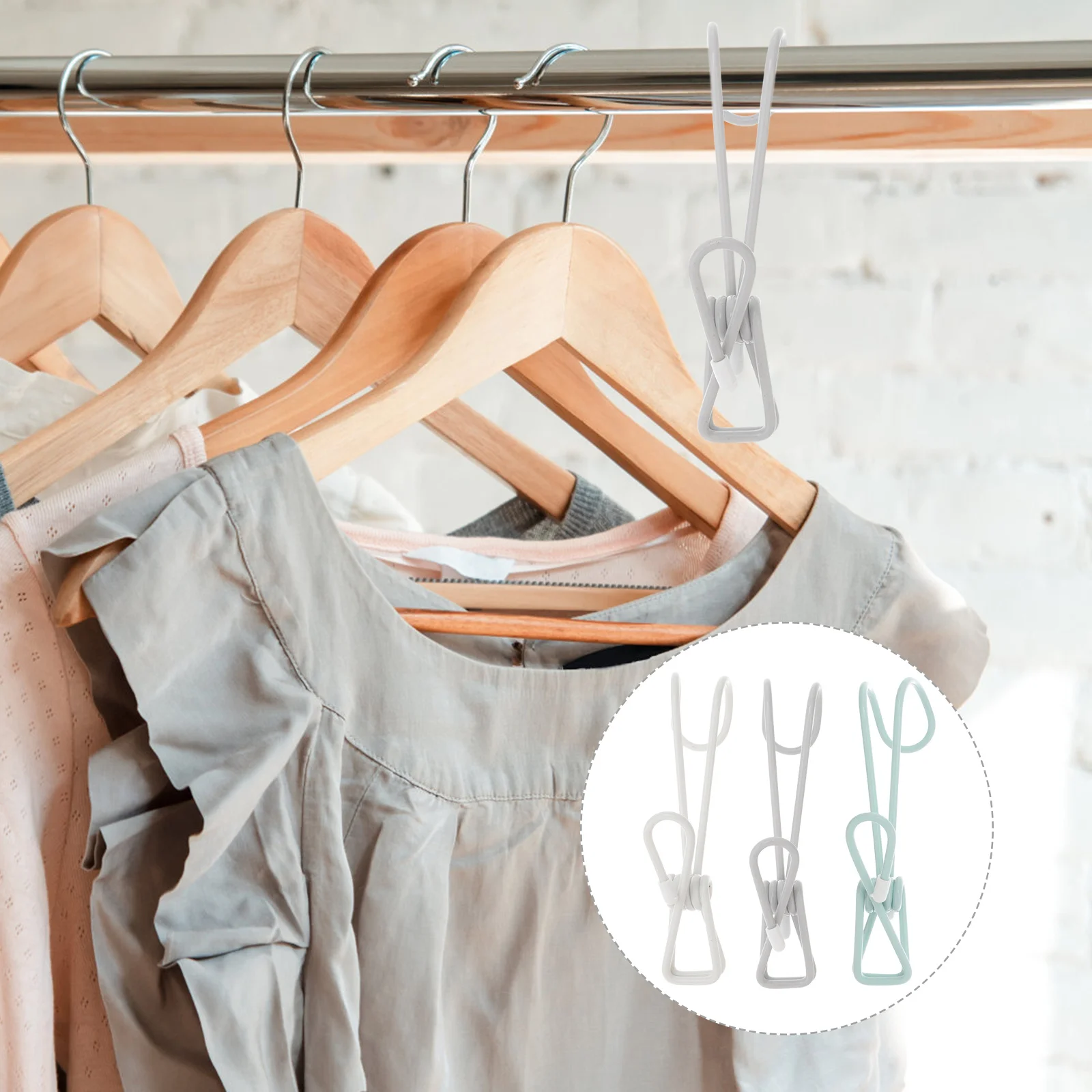 

6Pcs Plastic Windproof Clothespins Anti-Slip Clothes Pegs Household Fixing Clips for Drying Socks Skirts Towels