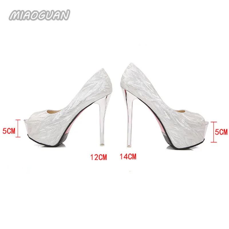 Fashion Sexy Glitter Platform Shoes Peep Toe Thin Heels Pumps Women Peep Toe High Heels Party Wedding Banquet Nightclub Shoes