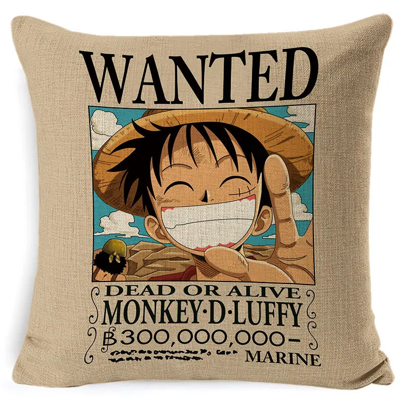 One Piece Luffy Series Hot Sale Pillowcase Cover Linen Pillowcase Waist Pillow Polyester Car Office Pillowcase 45x45cm