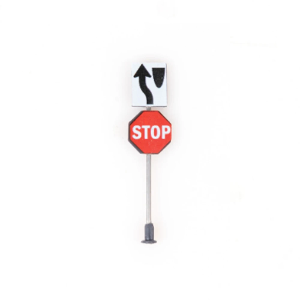 Miniature Traffic Signs Model Train City Layout Micro Landscape Diorama Building Durable PVC Materials DIY Accessories 1set
