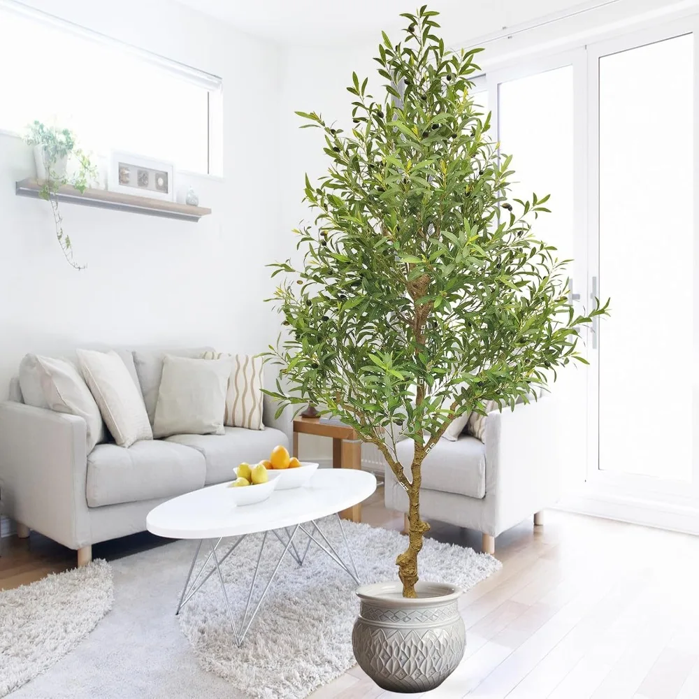 

Artificial Olive Tree 8 Feet, Fake Faux Olive Trees Artificial Indoor, Large Tall Realistic Indoor Silk Potted Tree - Perfect