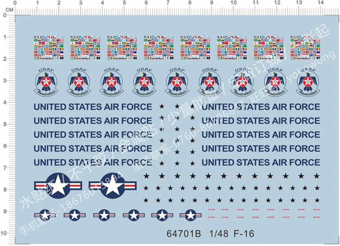 

1/48 Scale US F-16 Fighrer Model Water Slide Decal 64701B