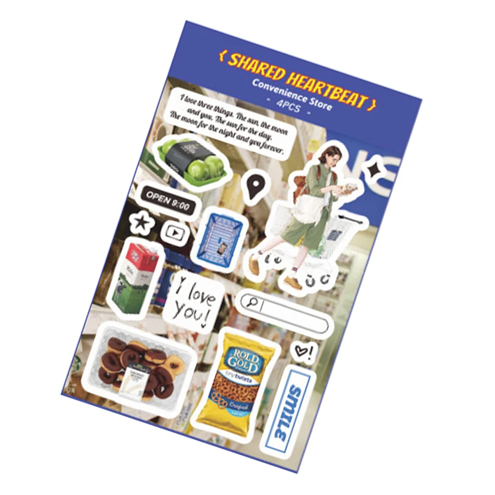 

Набор из 4 декоративных эстетичных наклеек для скрапбукинга, дневников, альбомов и блокнотов