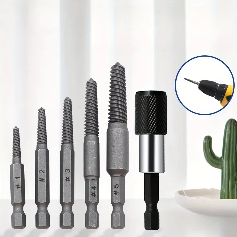 

5 шт. экстрактор винтов со сломанной головкой, экстрактор винтов со сломанной головкой с раздвижным зубом, электрический экстрактор с шестигранной ручкой