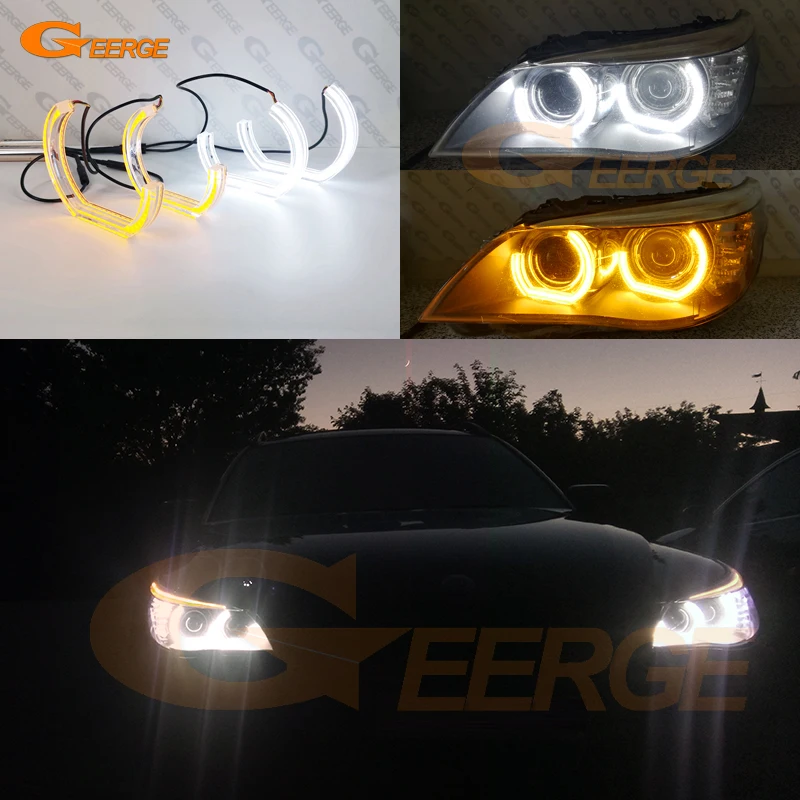 For BMW E60 E61 LCI 525i 528i 530i 545i 550i M5 Ultra Bright Day Light Turn Signal DTM M4 Style LED Angel Eyes Halo Rings