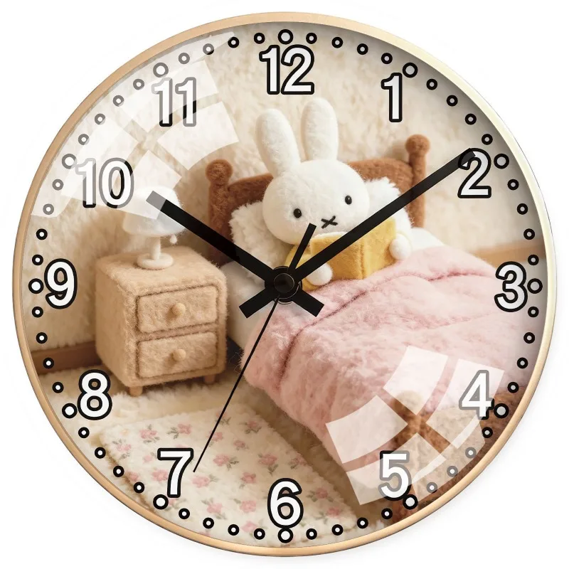 Cartoon Kawaii New Fashion Quartz Clock Wall Clock Household Use Living Room Children's Room Mute Bedroom Look At The Time Miffy