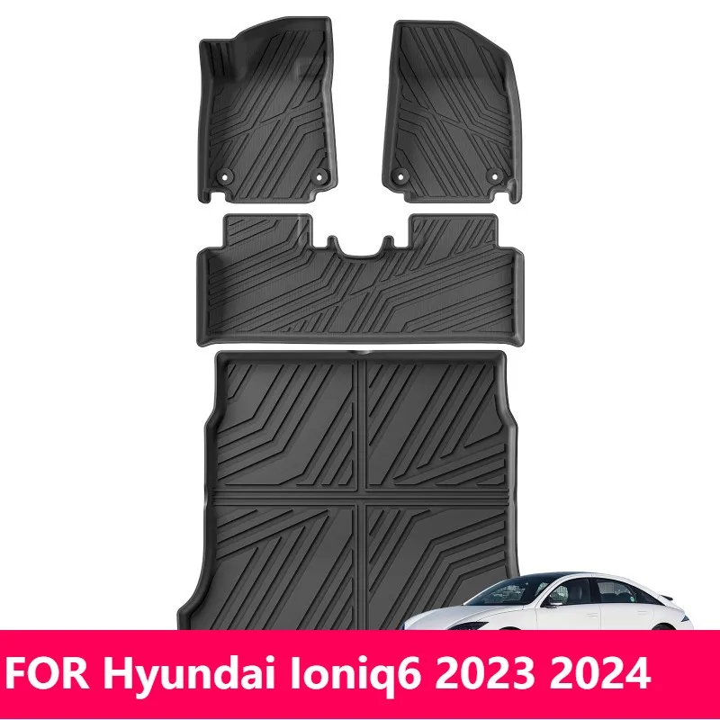 

Для Hyundai Ioniq6 2023 2024, автомобильные коврики TPE 3D, водонепроницаемая всепогодная подкладка багажника для левого руля