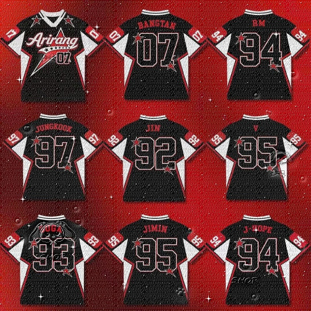 BTS All Members Name Number Star Print TSHIR Jersey Fan Support Collection Fashion Street Unisex Summer Top