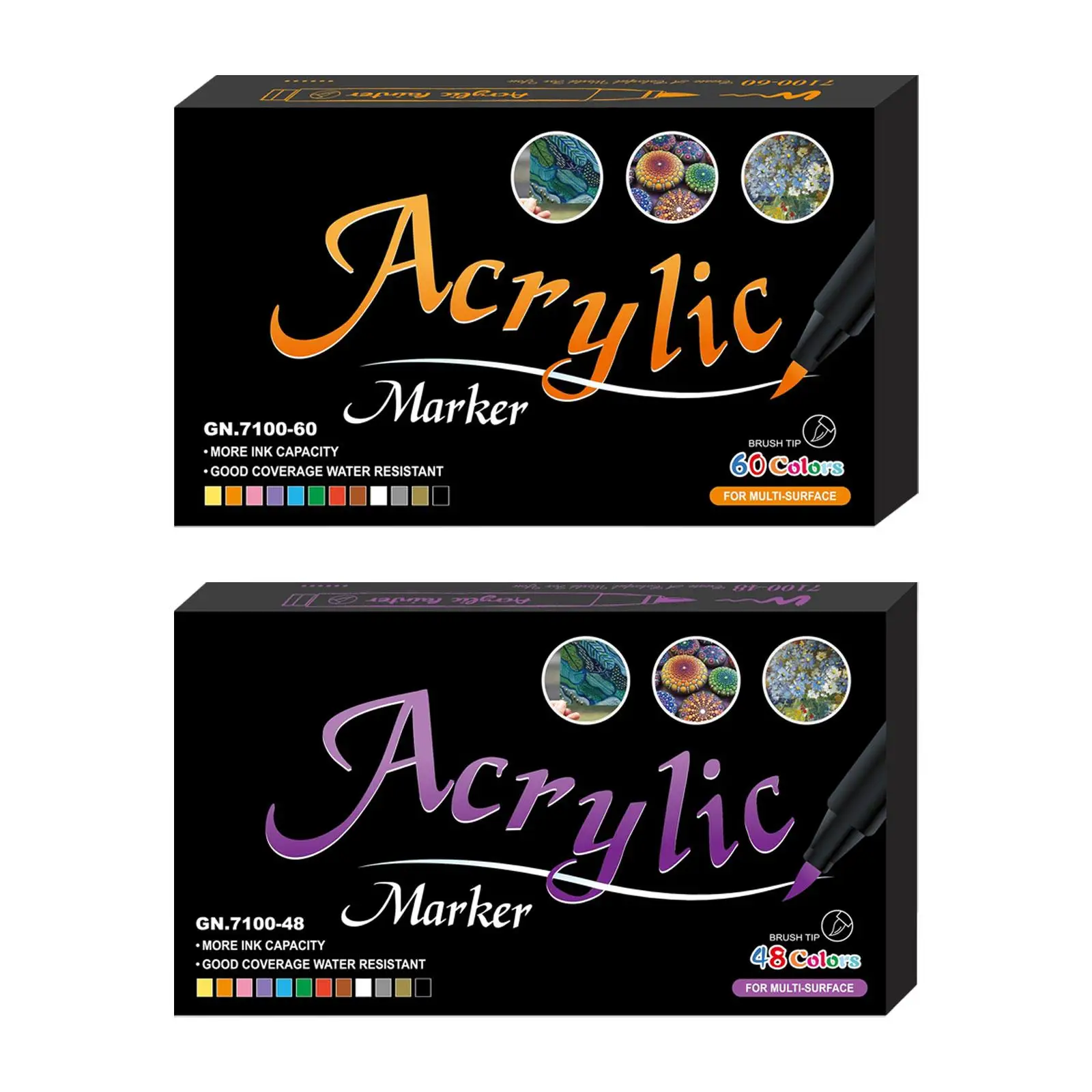 

Acrylic Paint Markers Set Assorted Colors Brush Tip for Painting Rock Metal