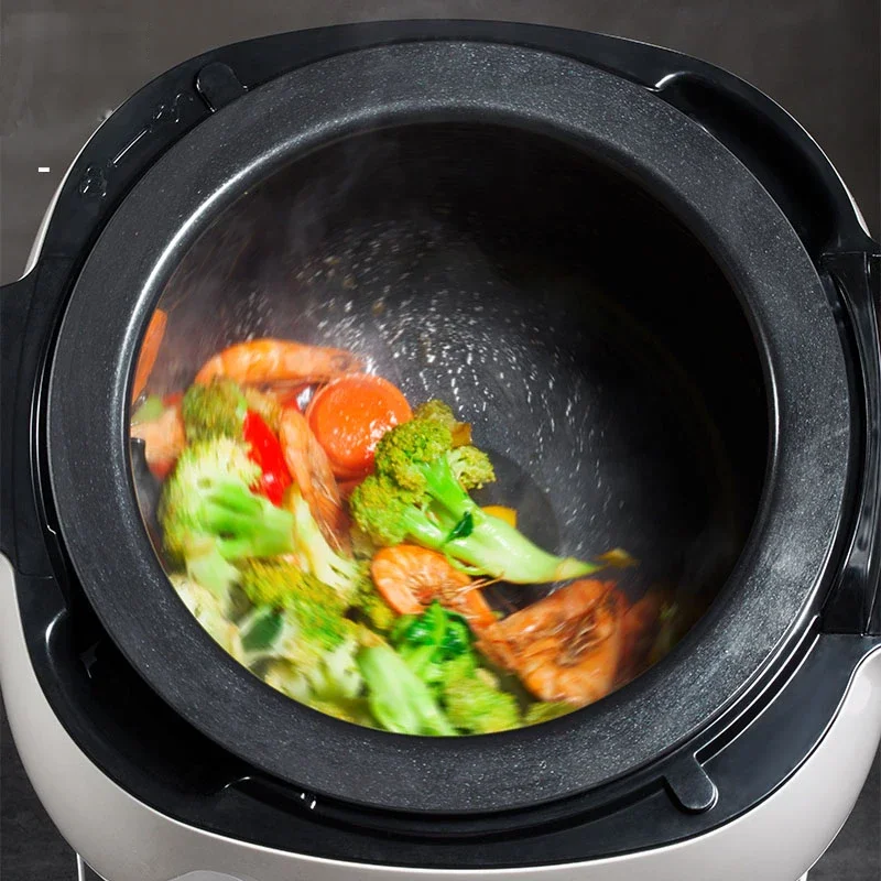 6L 220V Intelligent Automatic Stir Frying Machine Household Electric Cooking Wok Pot Non-stick Multifunctional Cooker Pot 2000W