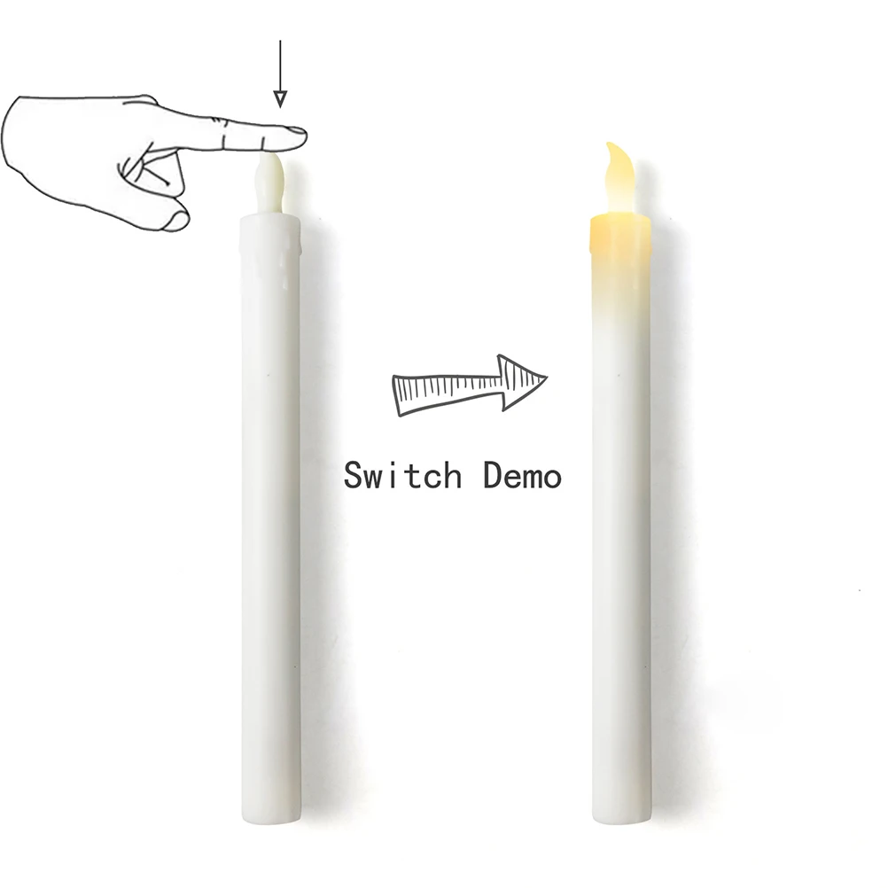 

6pcs Electronic Long Led Candles Flameless Light Warm Lamp Decorative Light For Home Cafe Bar Safe