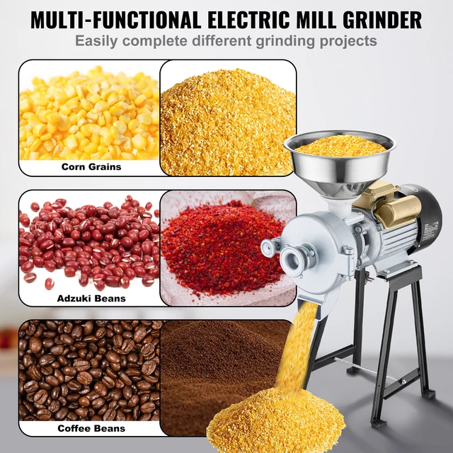 SucceBuy Electric Grain Mill Grinder 3000W Spice Grinders Commercial Corn Mill with Funnel Cereal Wheat Grinders Dry&Wet Grinder 3 SucceBuy Electric Grain Mill Grinder 3000W Spice Grinders Commercial Corn Mill with Funnel Cereal Wheat Grinders Dry&Wet Grinder 3