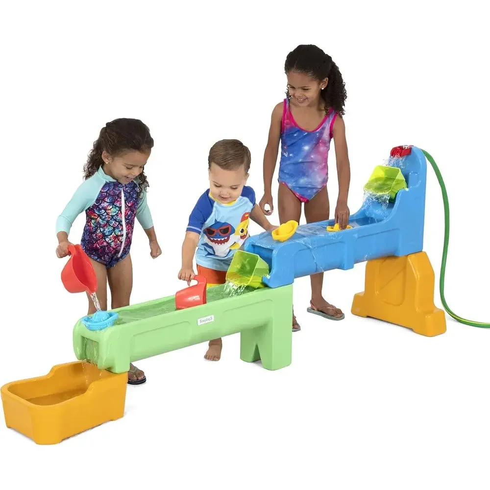 Multi-Level Outdoor Water Play Table for Kids 1.5-6 Years, 9 Accessories Included, Made in USA