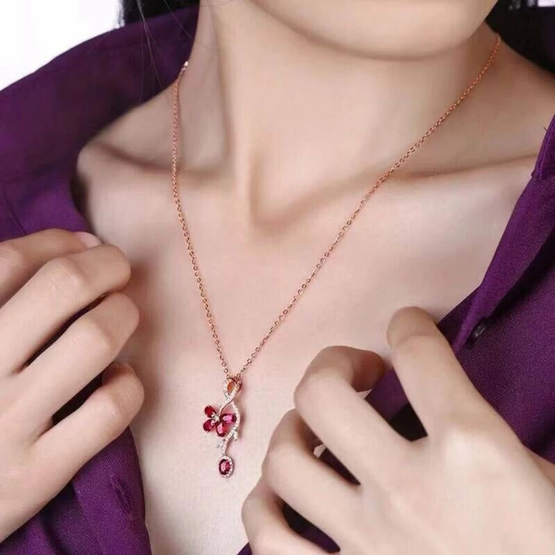 KJJEAXCMY high-grade Jewelry Natural Women's Ruby Pendant S925 Silver Colorful and splendid Crystal pure fire flash explosion