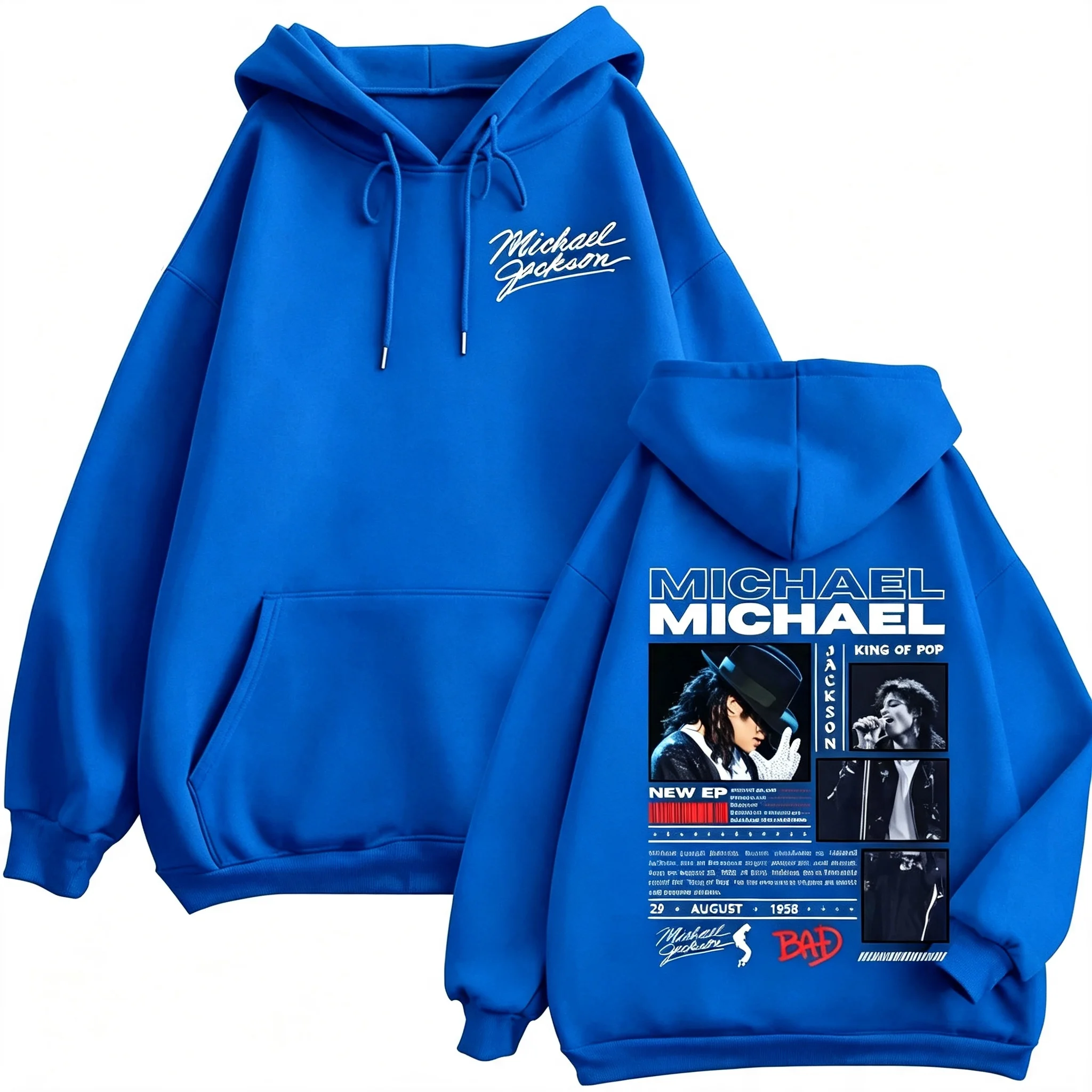 Sänger Michael Jackson Klassische Zipper-Hoodies Rock-Mode Vintage Zip-Up Pullover für Männer und Frauen Lässige Langarm-Sweatshirts – Detail 16