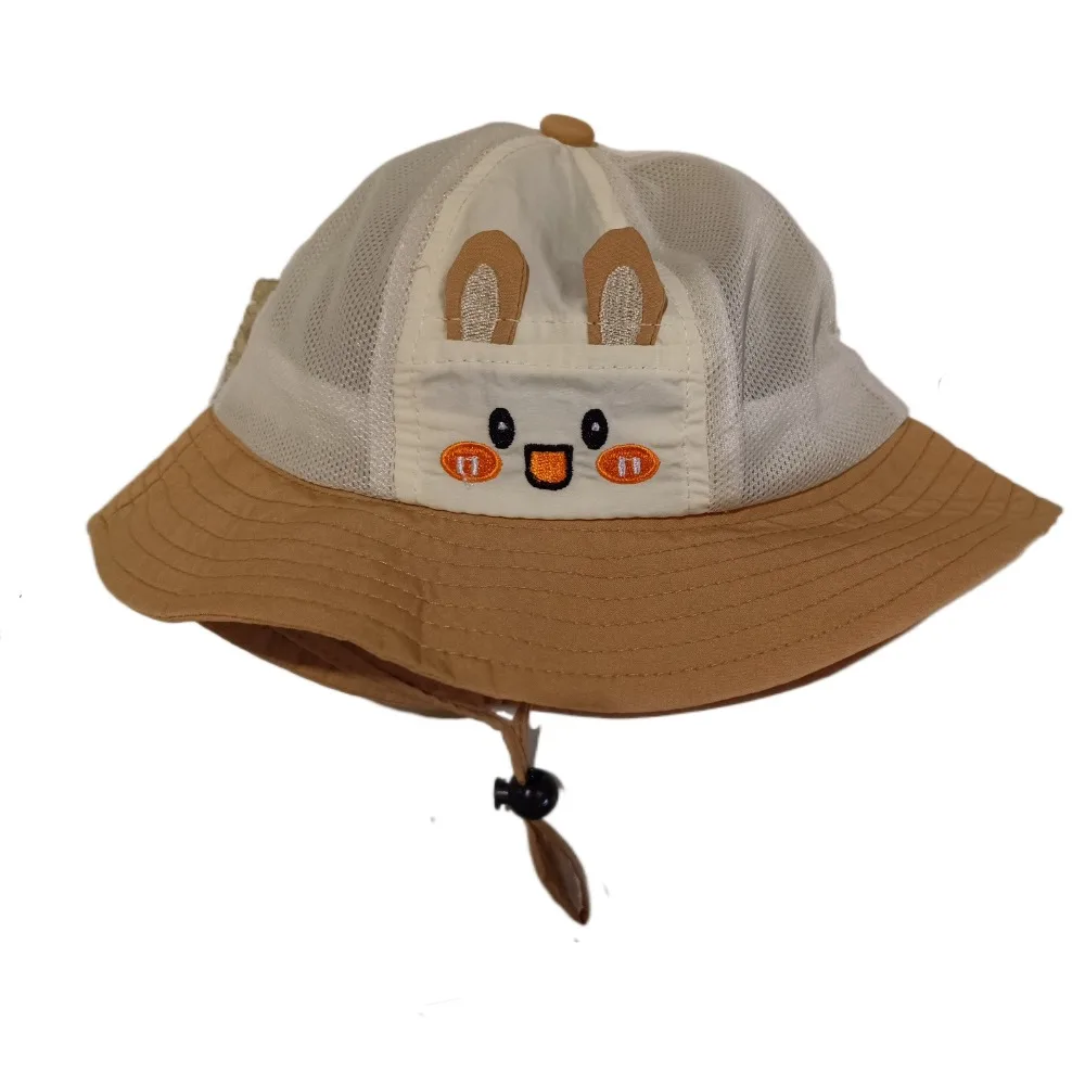 

Soft Breathable Kids Sun Hat Mesh Quick-dry Cartoon Bucket Cap Rabbit Anti UV Children Fisherman Hat Boys Girls