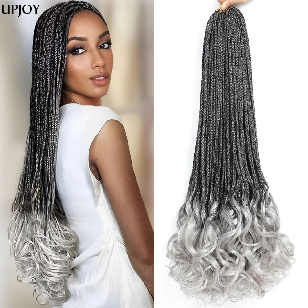 14 18 inch Omber 1B Black Gray Brown French Curls Crochet Braiding Hair Synthetic PreLooped Box Crochet Braids French Curly Hair