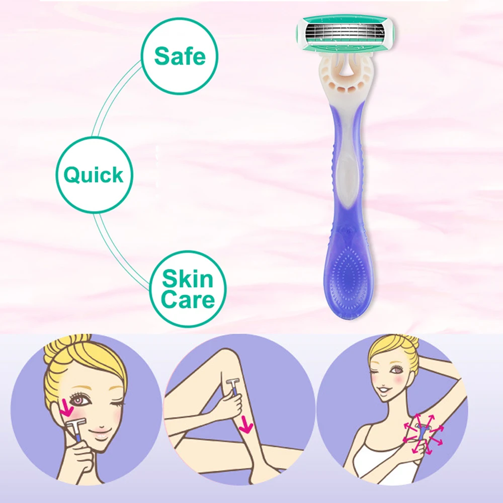 3 Pcs/Lot Schick Quattro Razor For Women Safety Shaver Hair Removal Shaving Knife Face Armpit Leg Hair Remove Tool Free Shipping