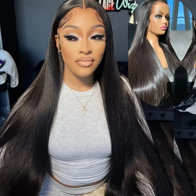 

Straight 1B 13x4 Inch HD Lace 200% Density Lace Front Wigs Human Hair Transparent Lace