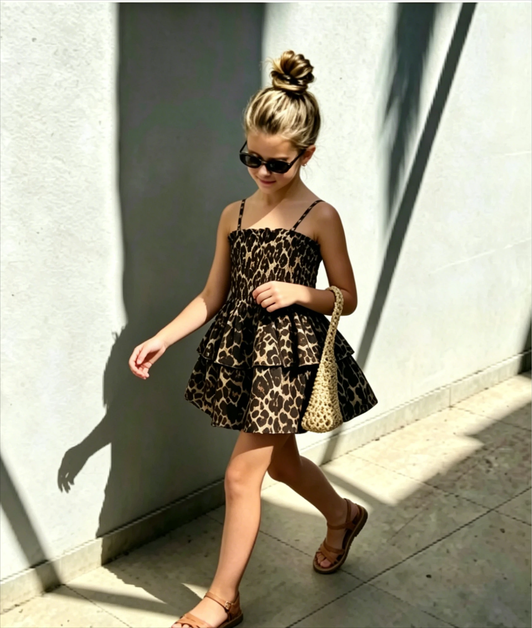 Girls Suspender Dress Summer Baby 2026 New Leopard Print Children Fashionable Seaside Beach Dress