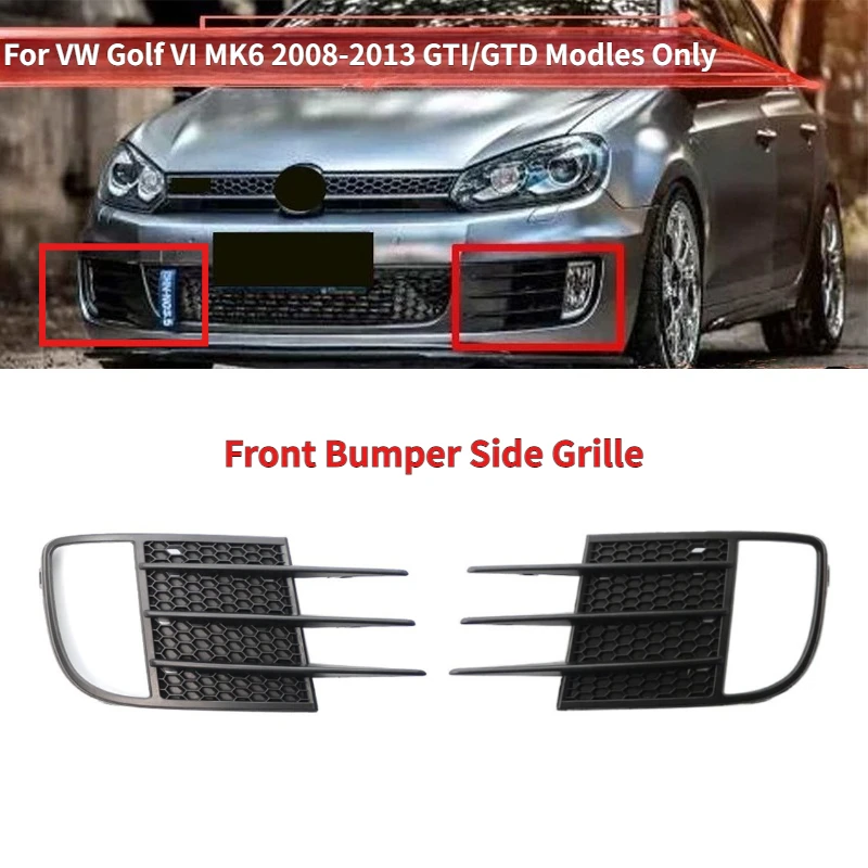 

Car Front Bumper Fog Lamp Grille Spoiler For VW Volkswagen Golf VI MK6 GTI/GTD 2008-2013 Fog Light Eyebrow Eye Wind Knife Trim