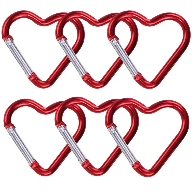 6 stuks duurzame hartvormige karabijnhaak sleutelhangerclip voor OutdoorAdventures - perfect voor kamperen, wandelen en reizen