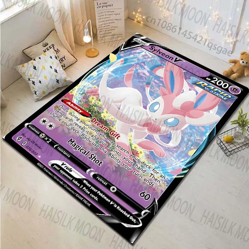 1PC Sylveon Pokémon Cards Pattern Rugs Living Room Bedroom Carpet Bedside Bathroom Floor Mat Kids Room Non-slip Mat Room Decor