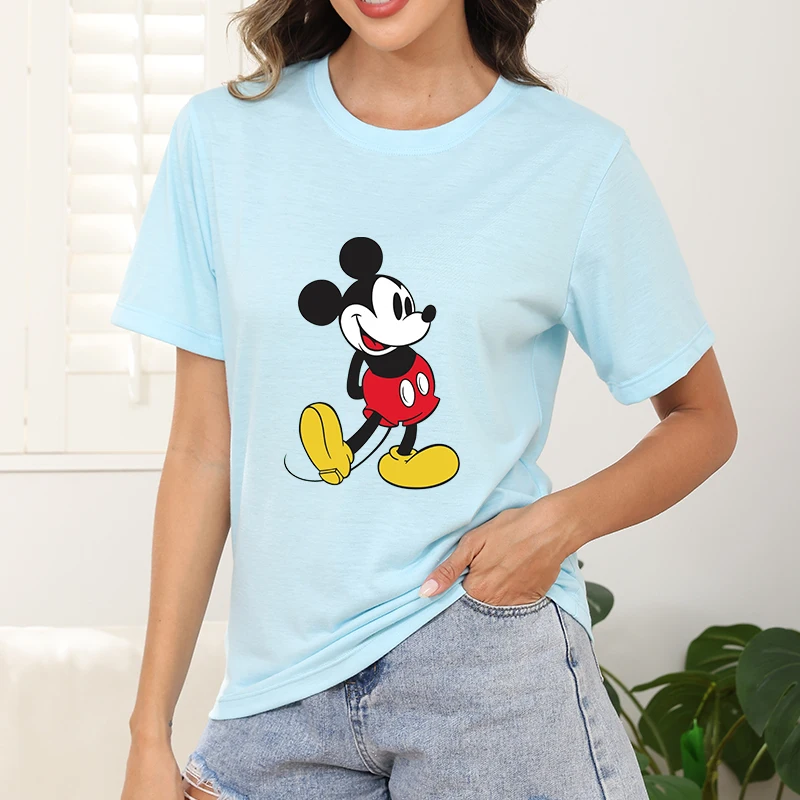 

New Print Women Short Sleeve T-shirt Cute Everyday Wear Friends Cartoon Disney Mickey