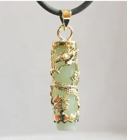 

Wholesale/retail special Chinese style natural green JADE WOMEN'S Dragon Pendants Necklace