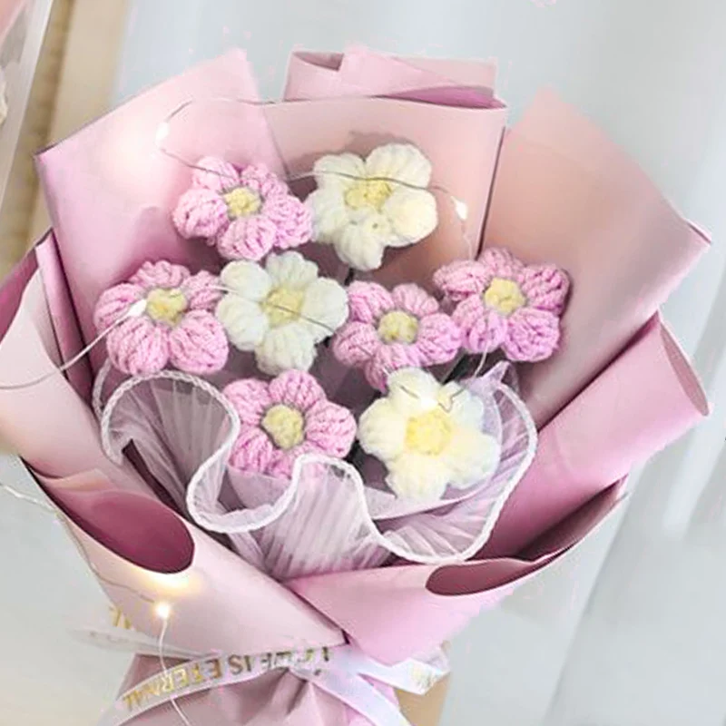 باقة زهور كروشيه باقة التخرج هدايا اليدوية المنسوجة باقة عيد ميلاد المعلم هدية هدايا الزفاف الضيوف