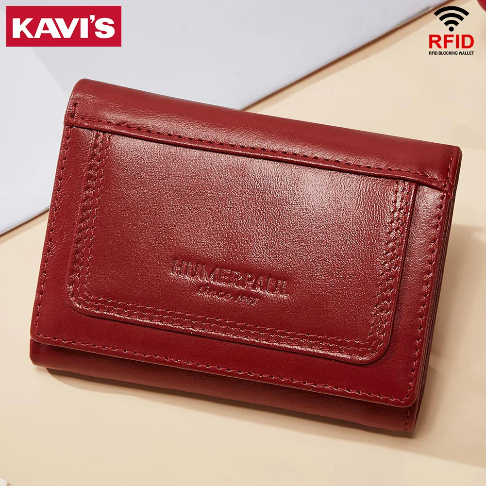 RFID Women's Wallet Genuine Leather Credit Card Holder Purse with Zipper Coin Pocket Slim Multi-Slot Clutch Money Bags