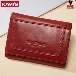 RFID Women's Wallet Genuine Leather Credit Card Holder Purse with Zipper Coin Pocket Slim Multi-Slot Clutch Money Bags