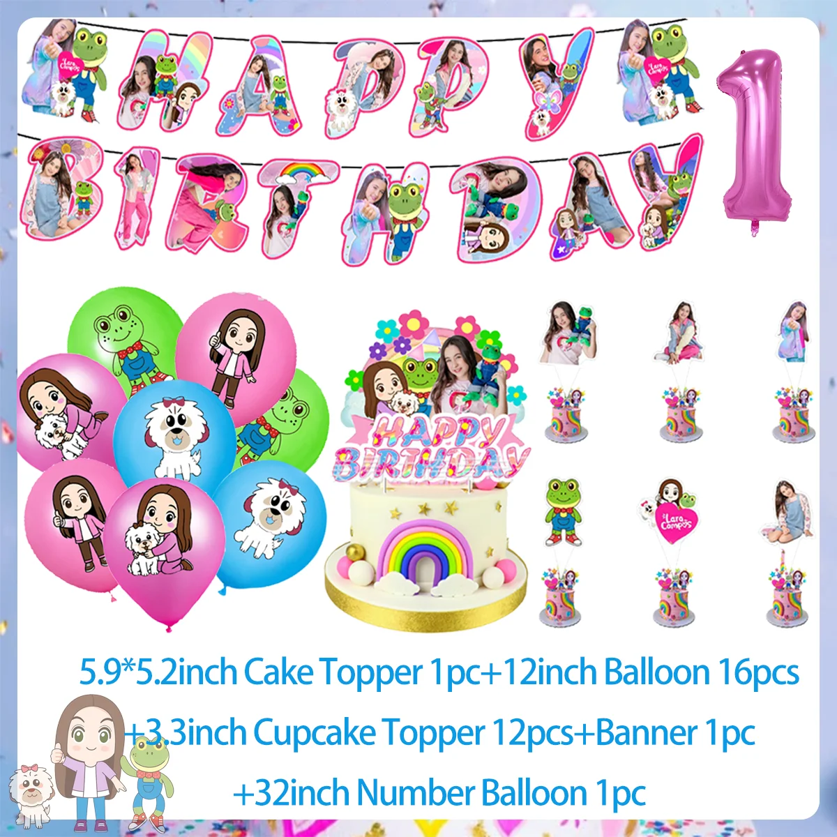 Mexican Ins Star Lara Campos Theme Birthday Party Decoration Balloon Backdrop Cake Topper Girls Photo Props Baby Shower Supplies view 6