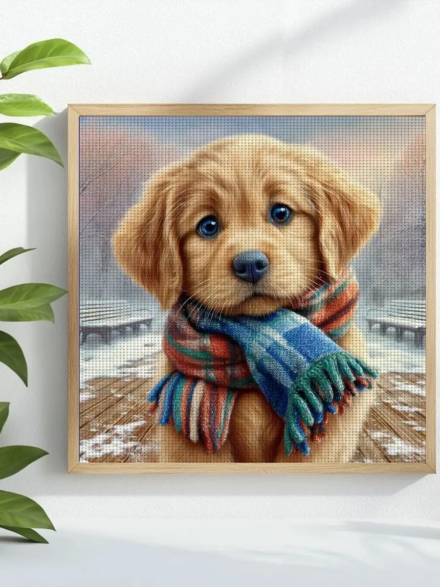 1 Stück 40x40 cm/15,74 Zoll Hund Motiv Kreuzstich-Set DIY-Kit 11CT/14CT DIY Stickerei-Set DIY Kreuzstich-Set Neu eingetroffen – Detail 1