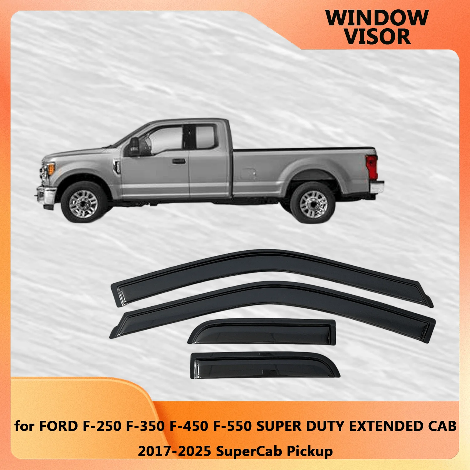 

Оконный козырек от дождя для FORD F-250 F-350 F-450 F-550 Super Duty Extended Cab 2017-2025, дефлекторы дверей и ветра