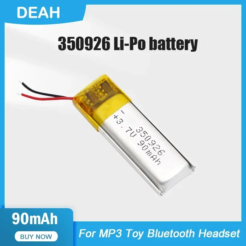 350926 90mAh 3.7V Lithium Polymer Rechargeable Battery For MP3 MP4 GPS Bluetooth Earphone Recording Pen Smart Bracelet Camera