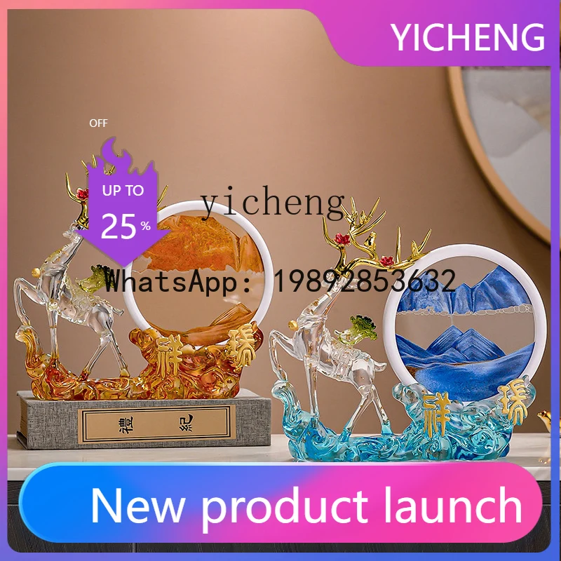X1  new Chinese safety buckle quicksand painting ornament living room TV cabinet wine cabinet decoration home accessories