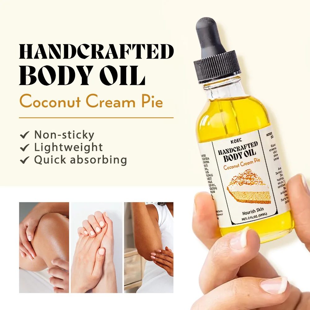 Coconut Cream Pie Body Oil Sooth Dry Skin Lighten Fine Lines Face Massage Oil Nourishe Hair Removes Frizz Hair Care Oil Firming